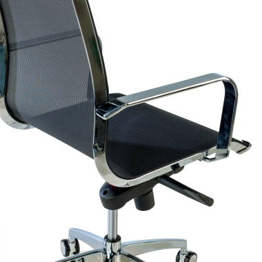 chaise de bureau noir structure chromee rouge maille accoudoirs fixes 6