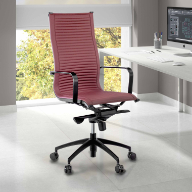 fauteuil de bureau rouge structure noire similicuir simil cuir accoudoirs fixes 2
