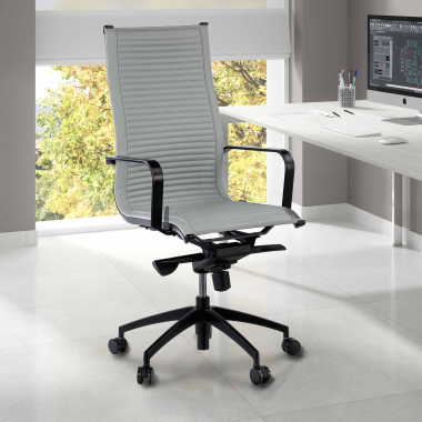 fauteuil de bureau gris structure noire similicuir simil cuir accoudoirs fixes 2