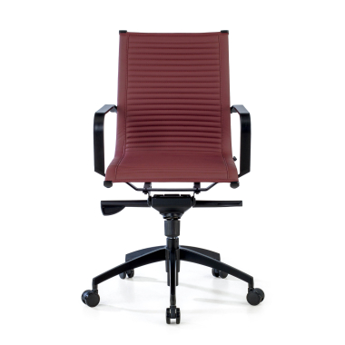 fauteuil de bureau rouge structure noire similicuir simil cuir accoudoirs fixes 3