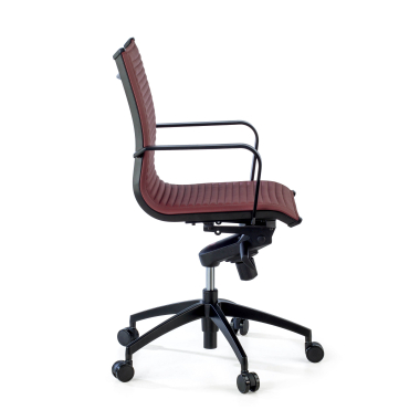 fauteuil de bureau rouge structure noire similicuir simil cuir accoudoirs fixes 4