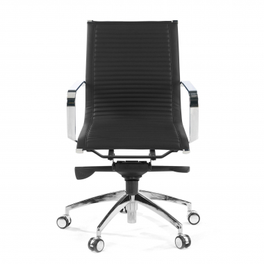 fauteuil de bureau noir structure chromee similicuir simil cuir accoudoirs fixes 3