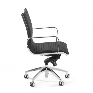 fauteuil de bureau noir structure chromee similicuir simil cuir accoudoirs fixes 4
