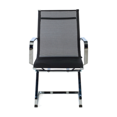 chaise de conference noir structure chromee rouge maille accoudoirs fixes 3