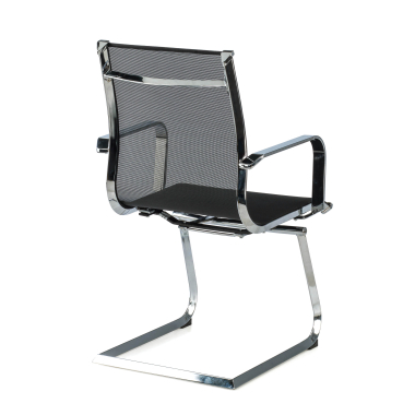 chaise de conference noir structure chromee rouge maille accoudoirs fixes 8