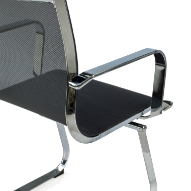 chaise de conference noir structure chromee rouge maille accoudoirs fixes 5
