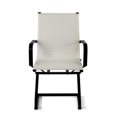 chaise de conference blanc structure noire similicuir simil cuir accoudoirs fixes 3