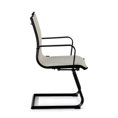 chaise de conference blanc structure noire similicuir simil cuir accoudoirs fixes 4