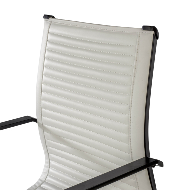 chaise de conference blanc structure noire similicuir simil cuir accoudoirs fixes 5