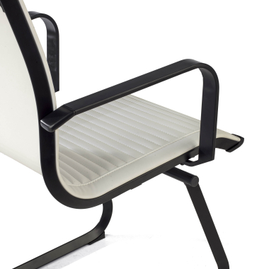 chaise de conference blanc structure noire similicuir simil cuir accoudoirs fixes 6