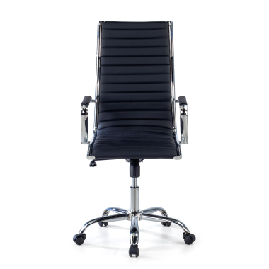chaise de bureau noir dossier haut simil cuir accoudoirs fixes 3