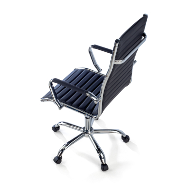 chaise de bureau noir dossier haut simil cuir accoudoirs fixes 5