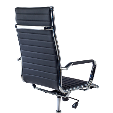 chaise de bureau noir dossier haut simil cuir accoudoirs fixes 7