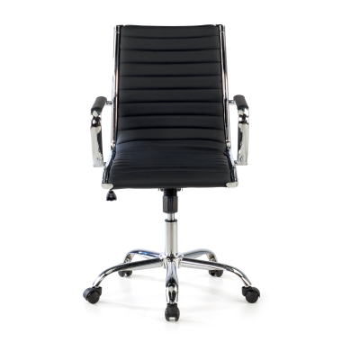 chaise de bureau noir dossier bas simil cuir accoudoirs fixes 3
