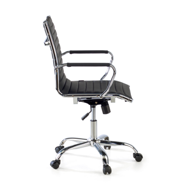 chaise de bureau noir dossier bas simil cuir accoudoirs fixes 4