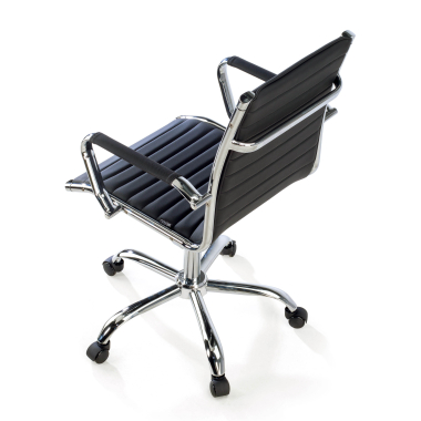 chaise de bureau noir dossier bas simil cuir accoudoirs fixes 8