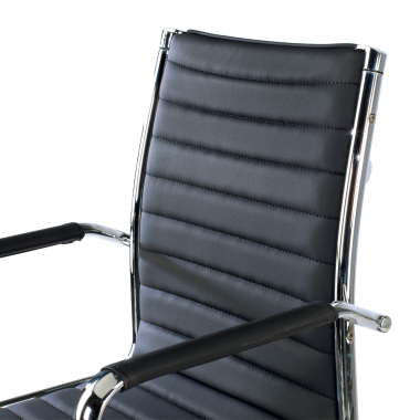 chaise de bureau noir dossier bas simil cuir accoudoirs fixes 7