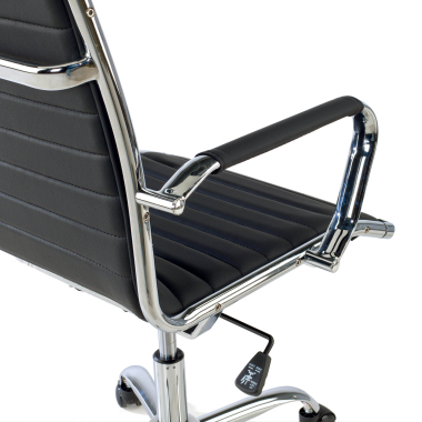 chaise de bureau noir dossier bas simil cuir accoudoirs fixes 5