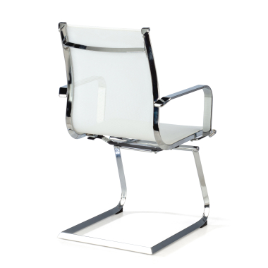 chaise de conference blanc structure chromee rouge maille accoudoirs fixes 8