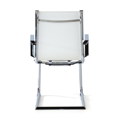 chaise de conference blanc structure chromee rouge maille accoudoirs fixes 9