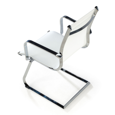 chaise de conference blanc structure chromee rouge maille accoudoirs fixes 7