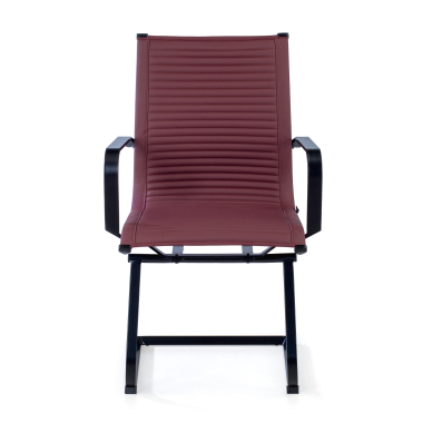 chaise de conference rouge structure noire similicuir simil cuir accoudoirs fixes 3