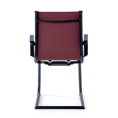 chaise de conference rouge structure noire similicuir simil cuir accoudoirs fixes 6