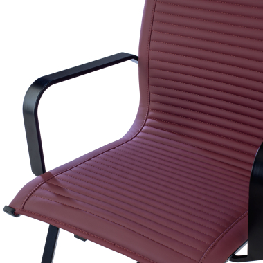 chaise de conference rouge structure noire similicuir simil cuir accoudoirs fixes 8