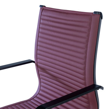 chaise de conference rouge structure noire similicuir simil cuir accoudoirs fixes 9
