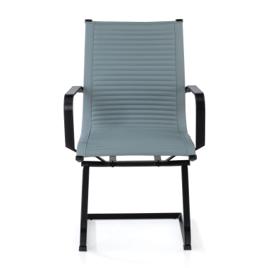 chaise de conference gris structure noire similicuir simil cuir accoudoirs fixes 3