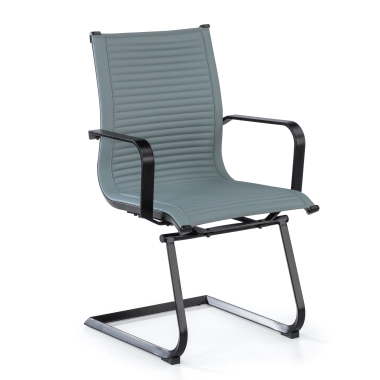chaise de conference gris structure noire similicuir simil cuir accoudoirs fixes 1