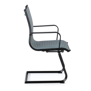 chaise de conference gris structure noire similicuir simil cuir accoudoirs fixes 4