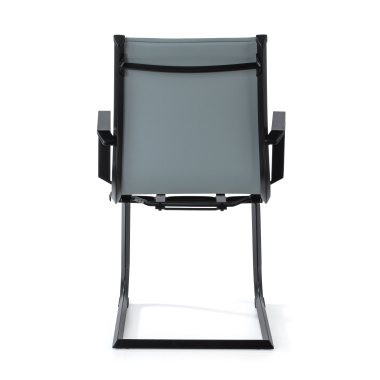 chaise de conference gris structure noire similicuir simil cuir accoudoirs fixes 9