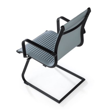 chaise de conference gris structure noire similicuir simil cuir accoudoirs fixes 7