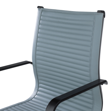 chaise de conference gris structure noire similicuir simil cuir accoudoirs fixes 8