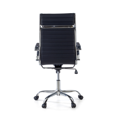 chaise de bureau noir dossier haut simil cuir accoudoirs fixes 8