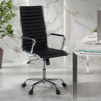 Chaise bureau design Vogue, Structure chromée, dossier haut