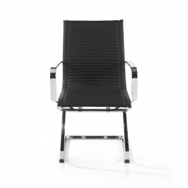 chaise de conference noir structure chromee similicuir simil cuir accoudoirs fixes 3