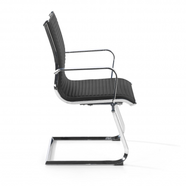 chaise de conference noir structure chromee similicuir simil cuir accoudoirs fixes 4