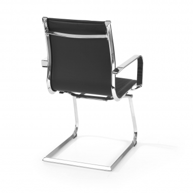 chaise de conference noir structure chromee similicuir simil cuir accoudoirs fixes 6