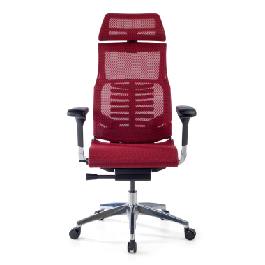 chaise ergonomique rouge structure noire maille accoudoirs reglables 5d soutien lombaire appui tete 3