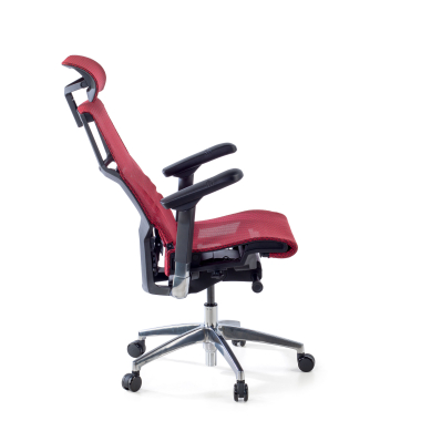 chaise ergonomique rouge structure noire maille accoudoirs reglables 5d soutien lombaire appui tete 5
