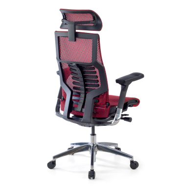 chaise ergonomique rouge structure noire maille accoudoirs reglables 5d soutien lombaire appui tete 8