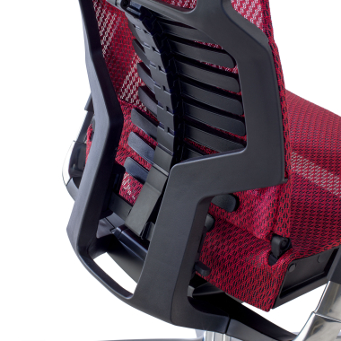 chaise ergonomique rouge structure noire maille accoudoirs reglables 5d soutien lombaire appui tete 4