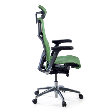 chaise ergonomique vert structure noire maille accoudoirs reglables 5d soutien lombaire appui tete 7
