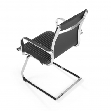chaise de conference noir structure chromee similicuir simil cuir accoudoirs fixes 8