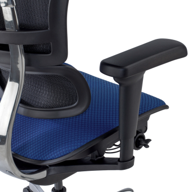 chaise ergonomique bleu structure noire entierement tapissee tissu accoudoirs mobiles appui tete 6
