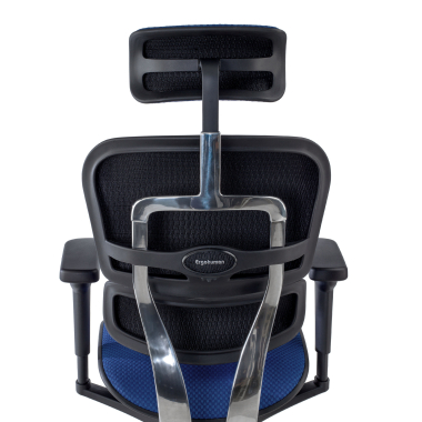 chaise ergonomique bleu structure noire entierement tapissee tissu accoudoirs mobiles appui tete 4