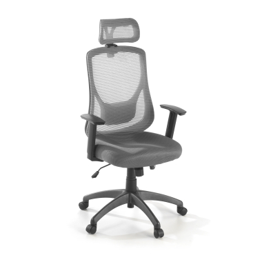 chaise de bureau gris lake maille accoudoirs reglables 1d soutien lombaire appui tete 1