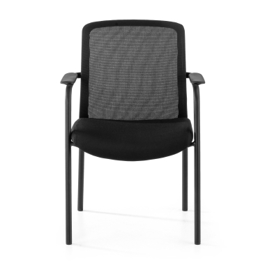 chaise visiteur noir siena maille accoudoirs fixes 3
